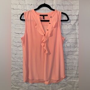 White House Black Market Coral Ruffled Sleeveless Camisole